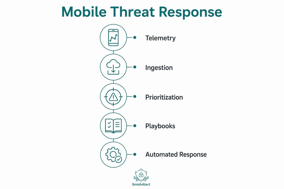 Infographic illustrating mobile threat detection and response steps