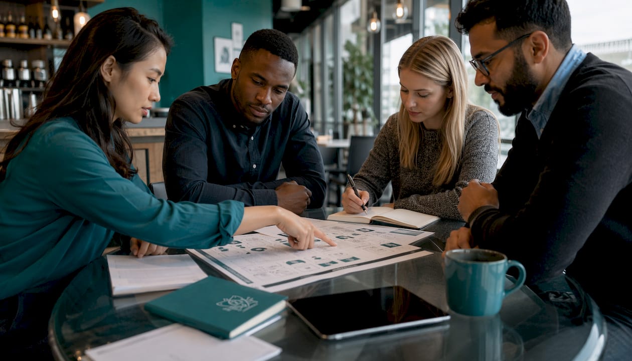 Team collaborating on mobile security strategies