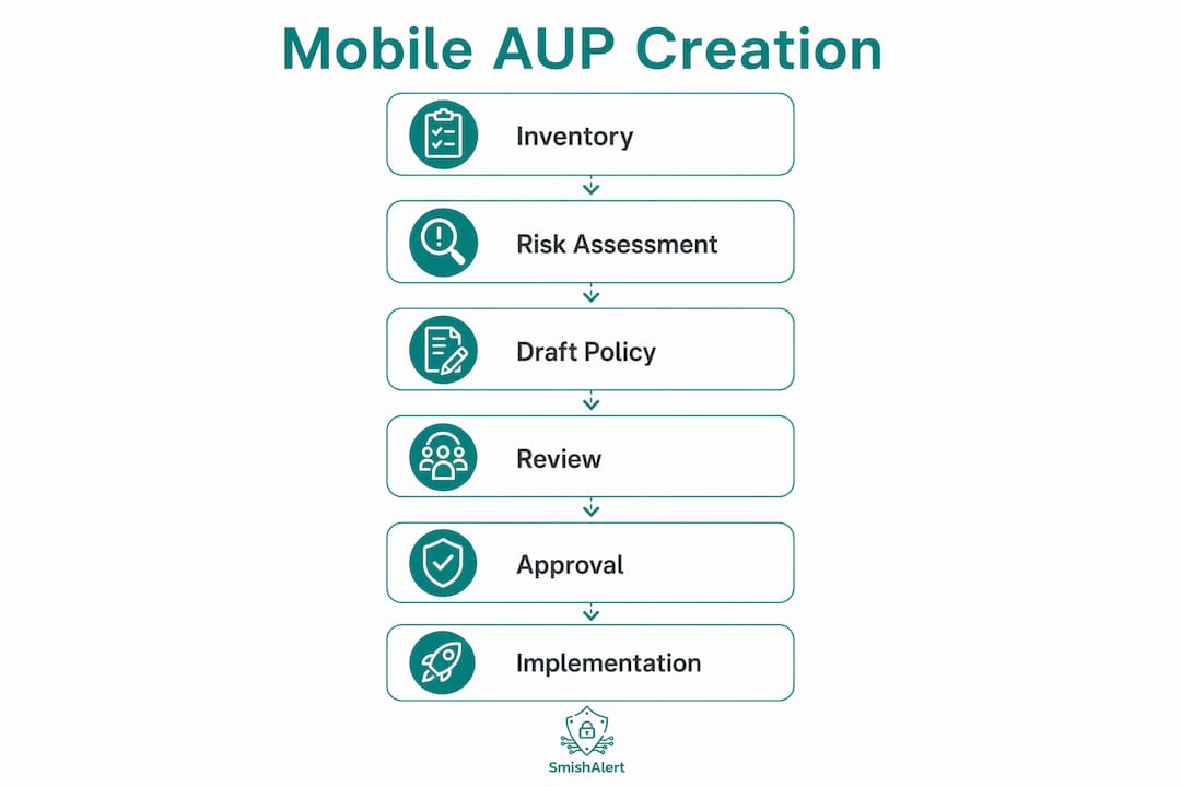 Infographic showing steps to create mobile device acceptable use policy