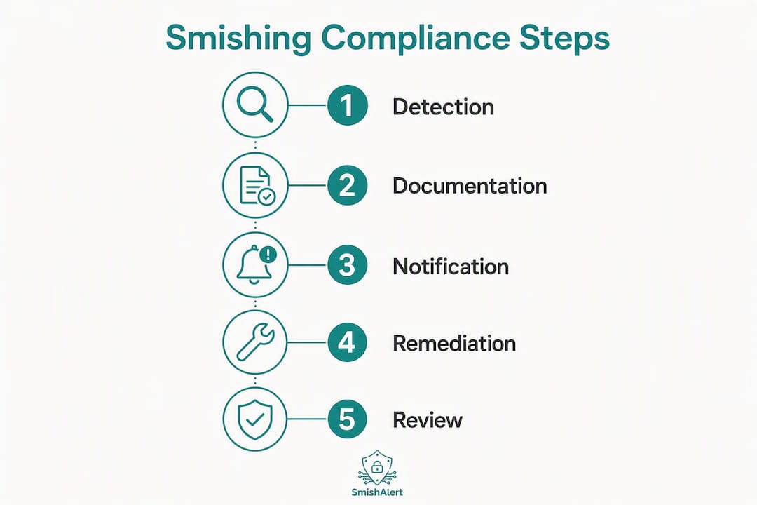 Infographic illustrating smishing compliance process