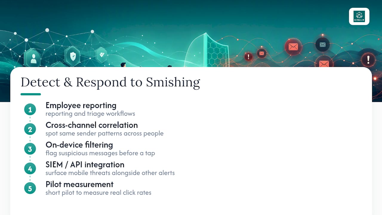 Enterprise smishing detection and response workflow