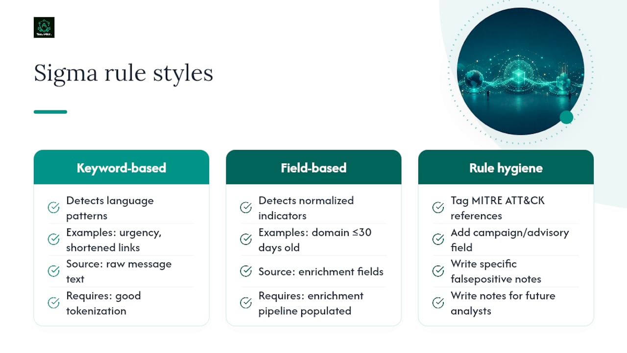 Example Sigma Rule Patterns for Detecting Smishing — overview diagram