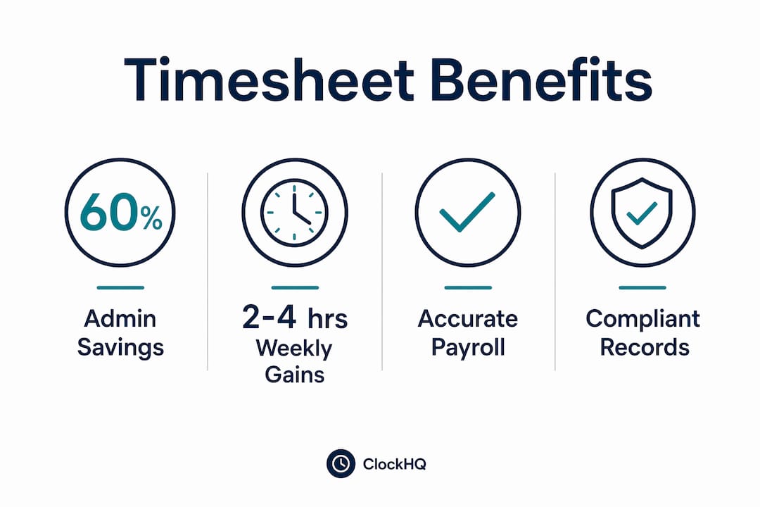 Infographic showing key timesheet benefits for pest control