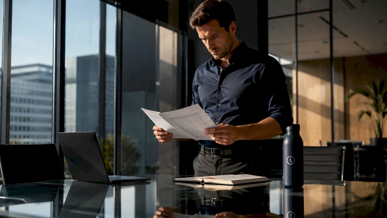 Manager reviewing payroll timesheet reports