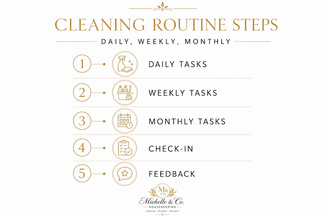 Cleaning routine steps vertical infographic