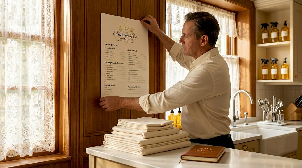 Housekeeper posts kitchen task chart