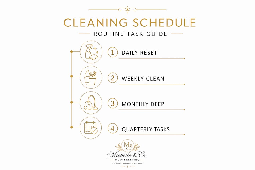 Infographic showing cleaning schedule steps