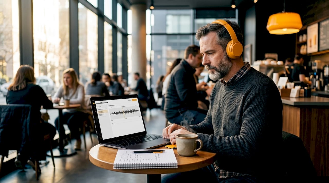 QA reviewer manually scoring a sales call