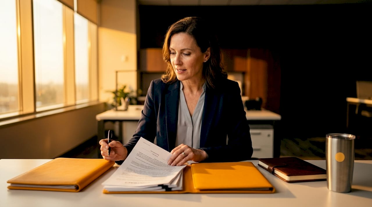 Procurement manager reviewing supply contracts