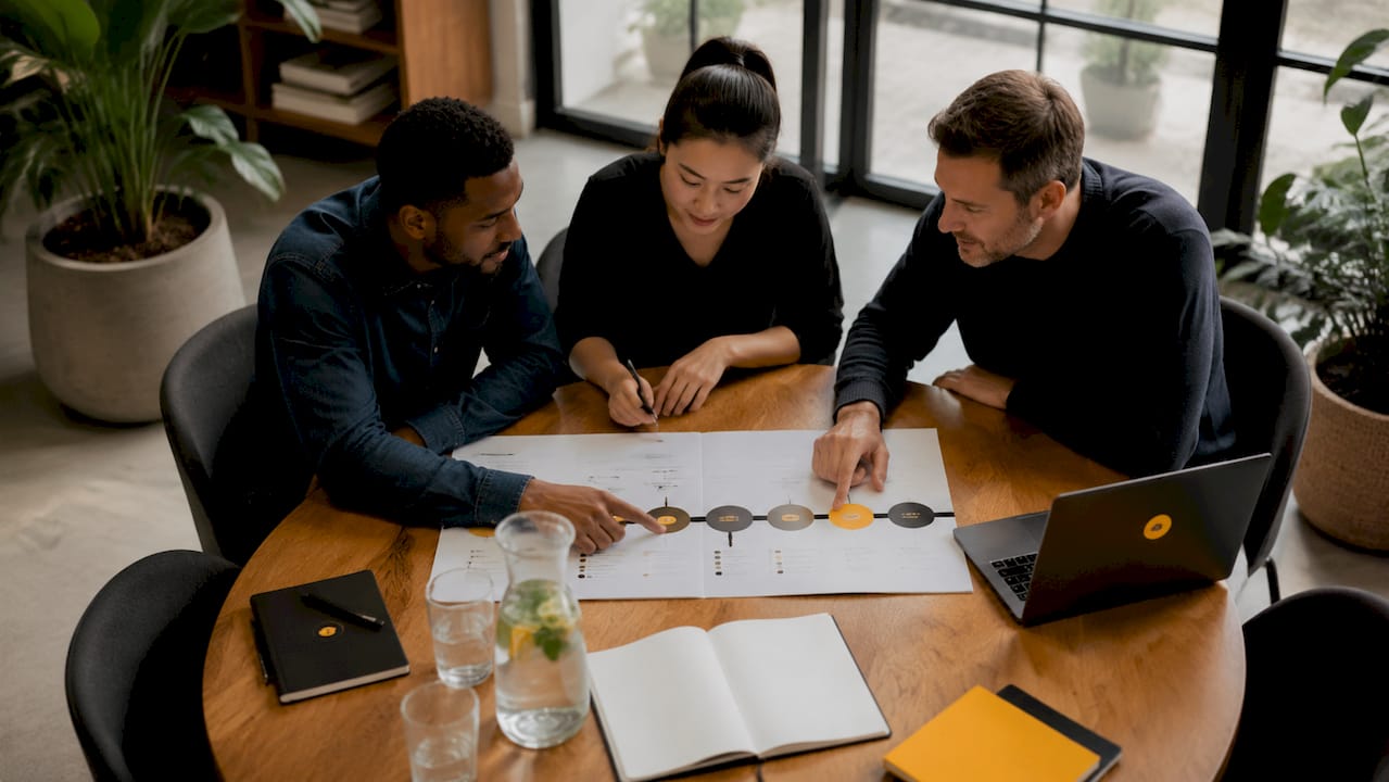 Sales team reviewing MEDDPICC framework collaboratively