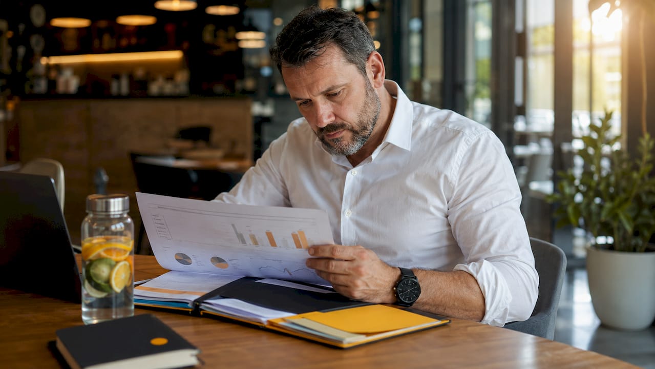Man evaluating firmographic prospect data