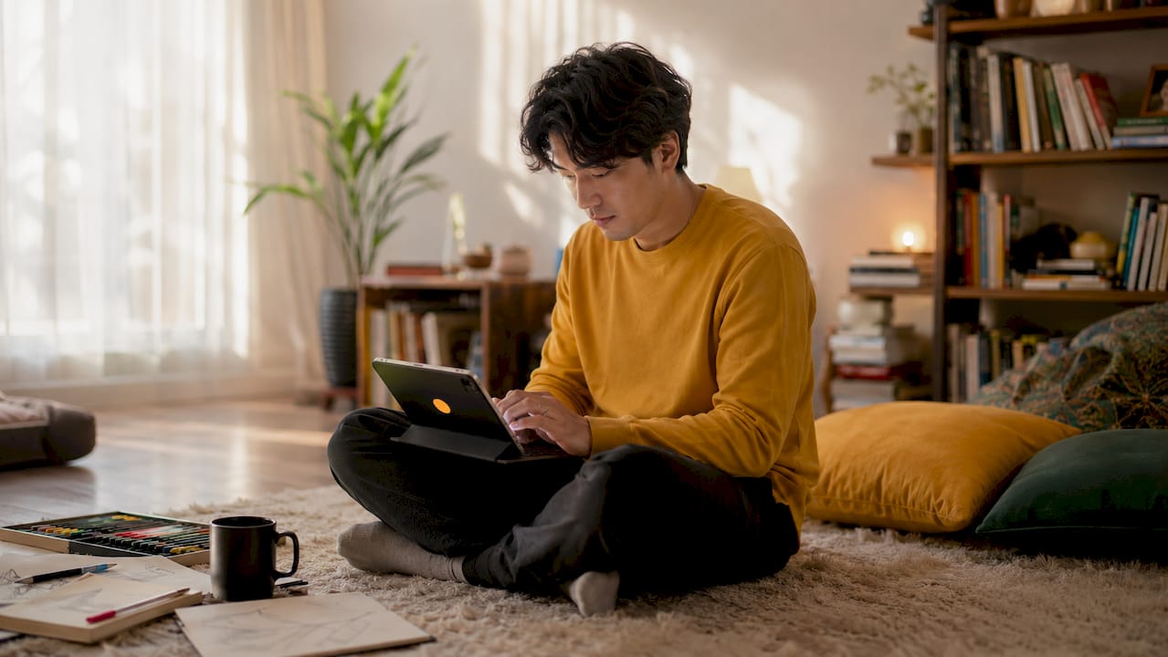 Hands using timer during sales call preparation