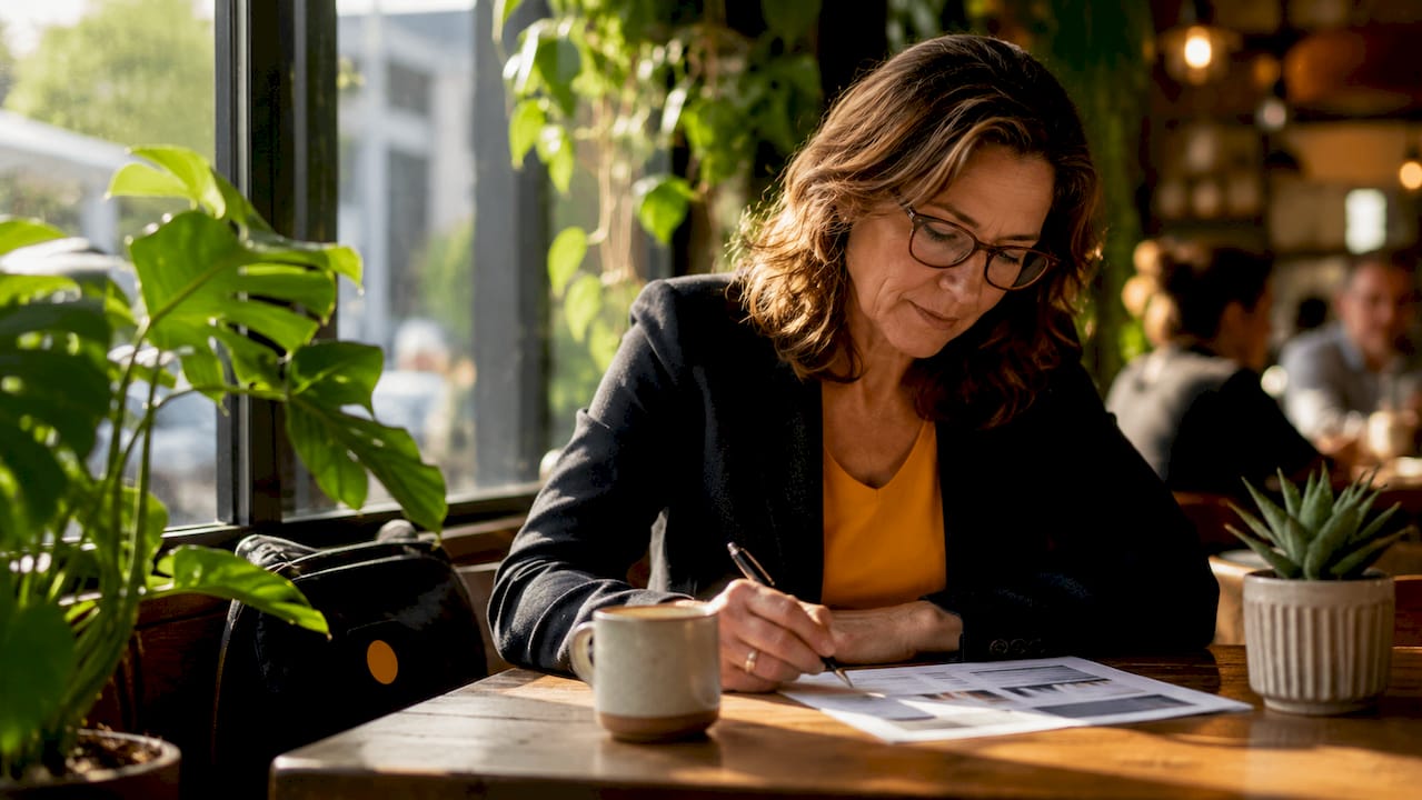 Sales manager taking manual notes during call