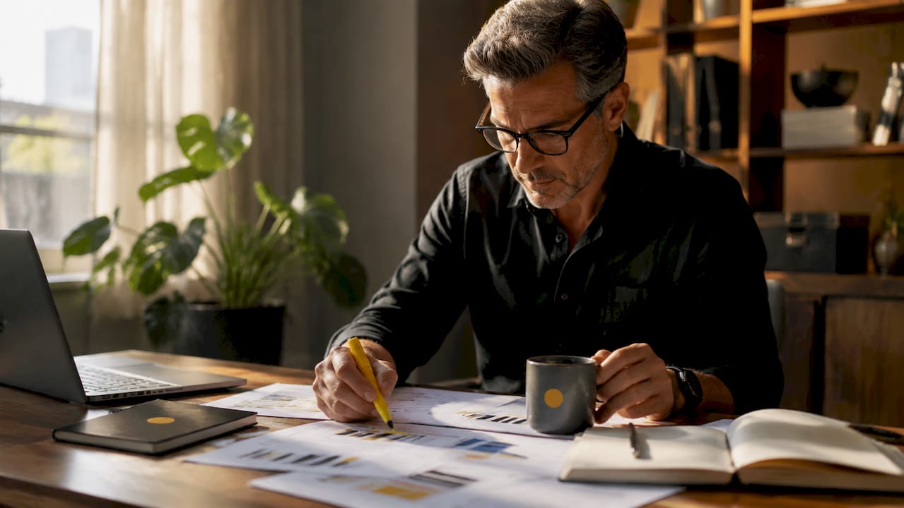 Businessman analyzing AI sales feedback reports