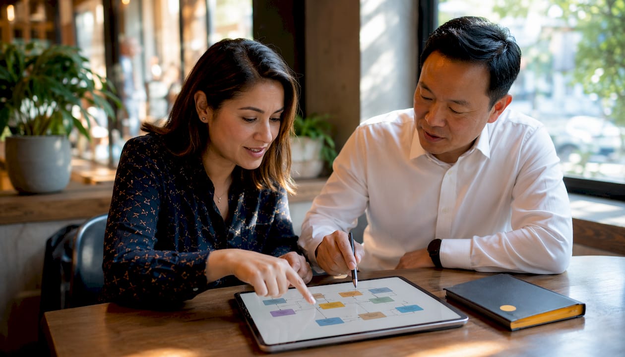 Two sales leaders collaborating on hiring plan