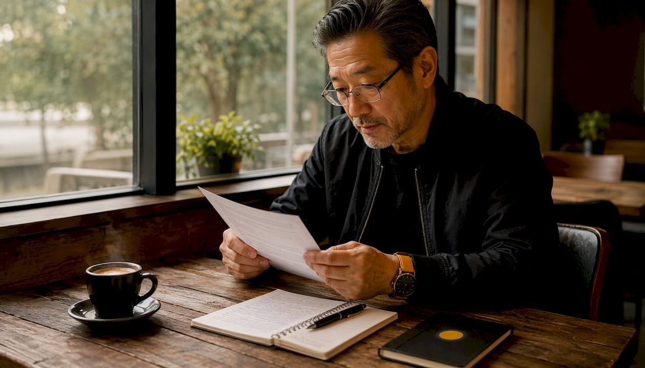 Hands of sales coach reviewing call script