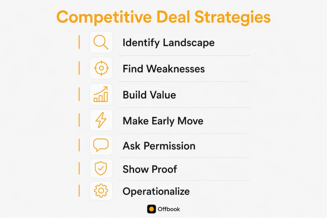 Infographic summarizing competitive deal strategy steps