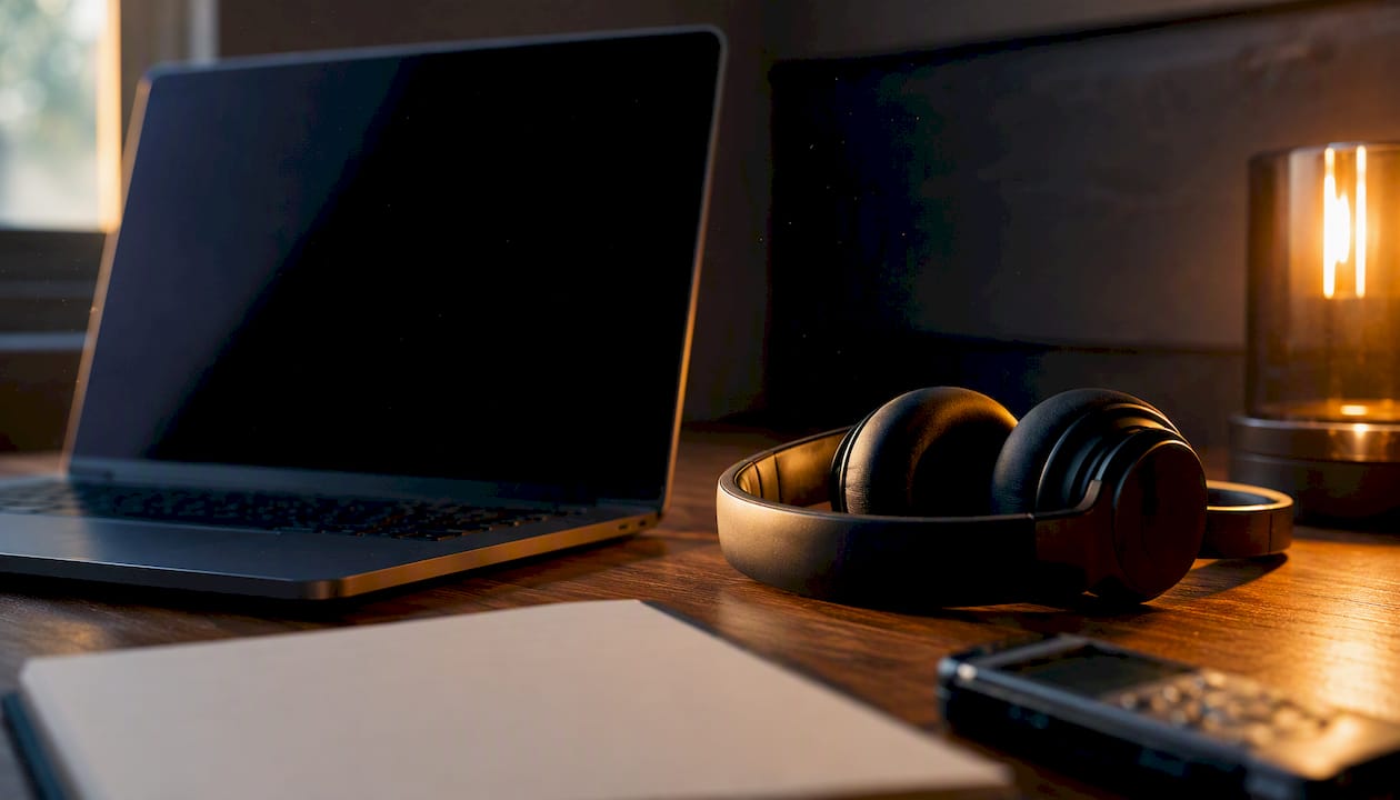Desk setup with sales coaching accessories