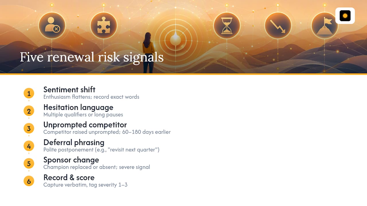 What Are the Five Renewal Risk Signals to Listen For? — overview diagram