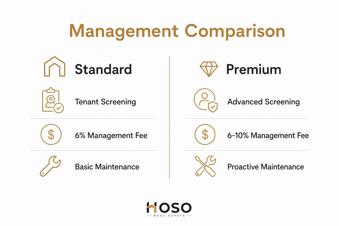 Infographic comparing standard and premium property management