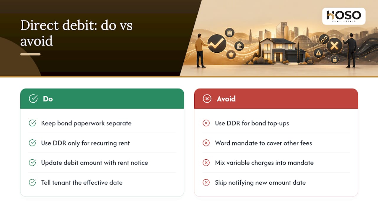 Does direct debit change how bonds and other rental fees work? — overview diagram
