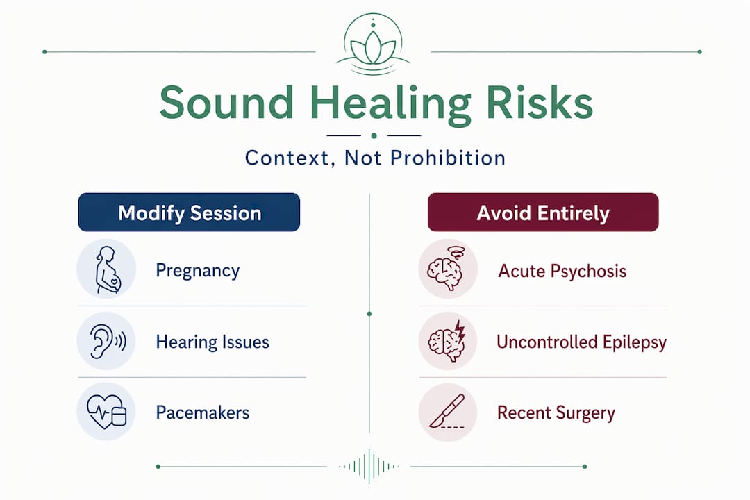 Infographic of sound healing risks and categories