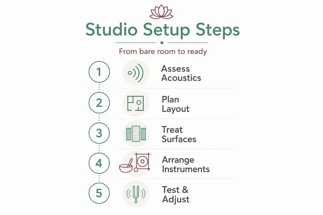 Infographic showing steps to sound studio setup