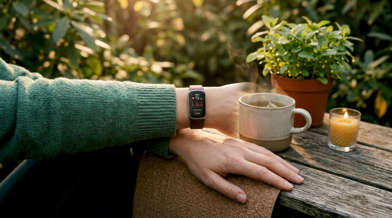 Wrist with heart rate variability monitor display