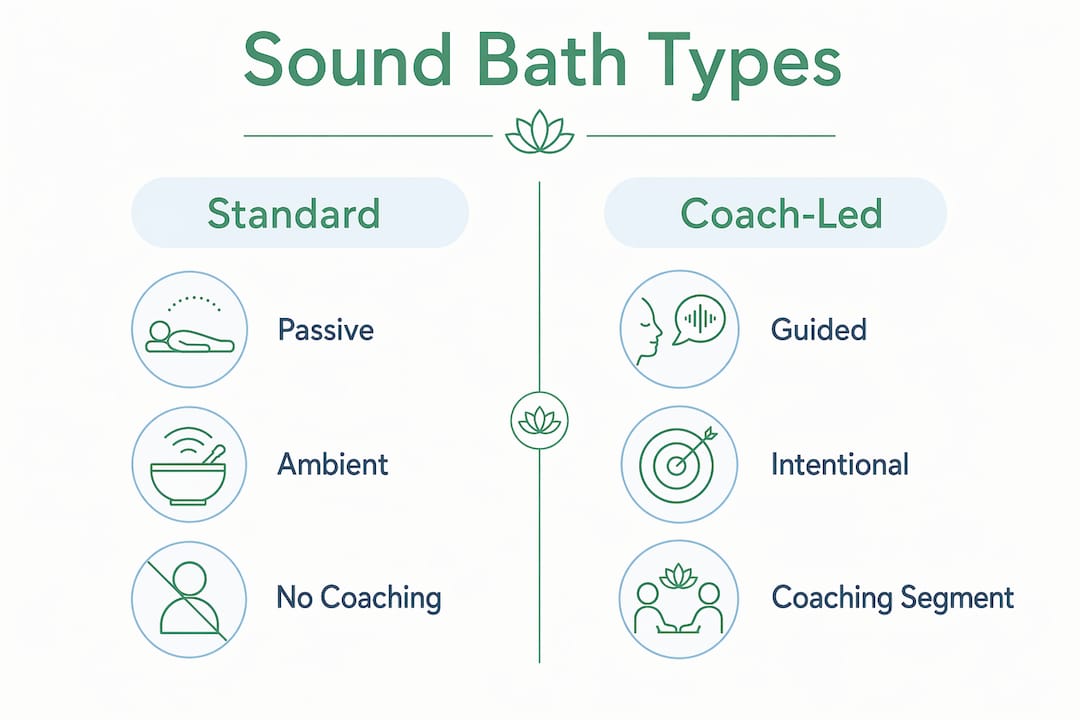 Infographic comparing sound bath types
