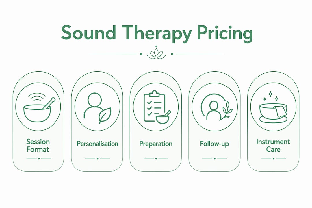 Infographic illustrating key factors in sound therapy pricing