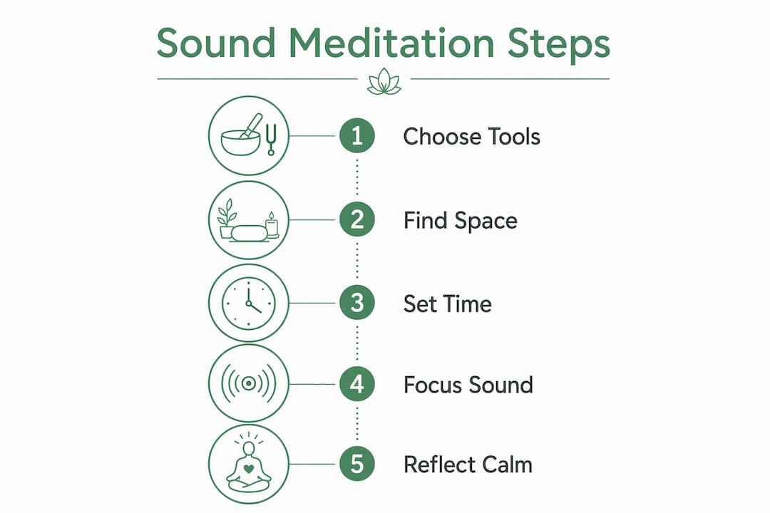 Infographic depicting sound meditation step-by-step process