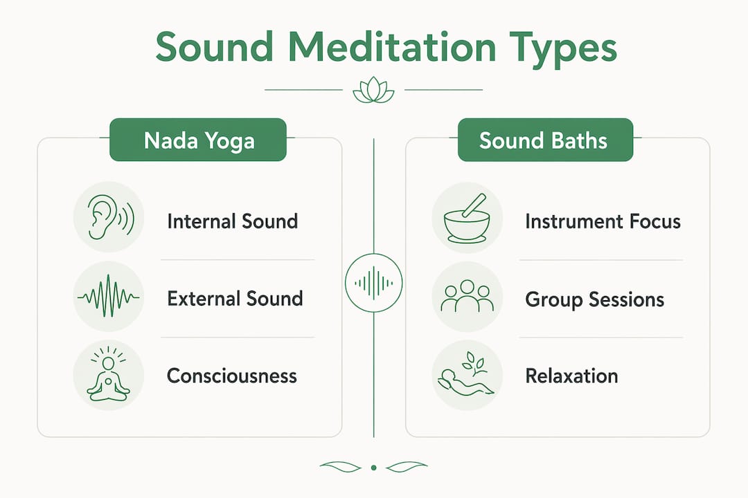 Infographic comparing Nada Yoga and Sound Baths