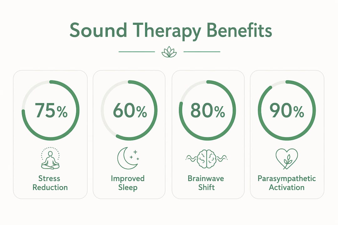 Infographic illustrating key sound therapy benefits