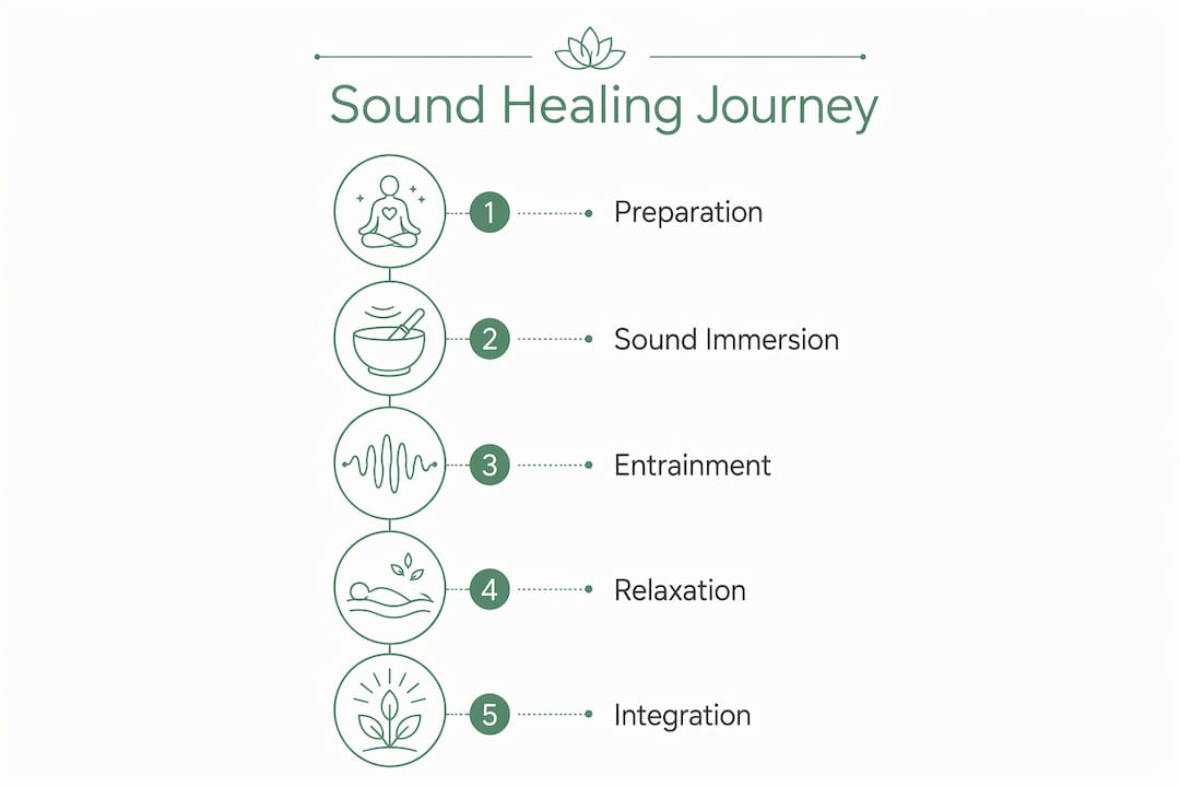 Infographic illustrating stages of a personal sound healing session