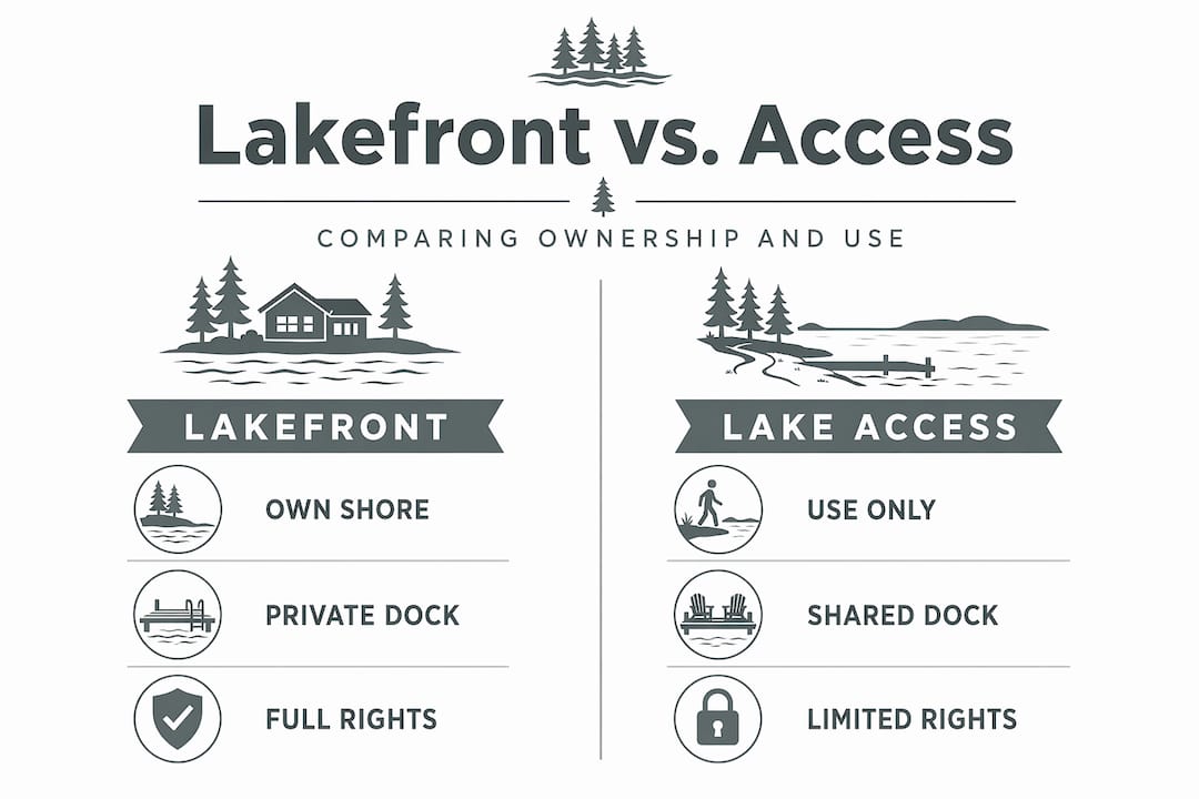 Lakefront versus lake access infographic comparison