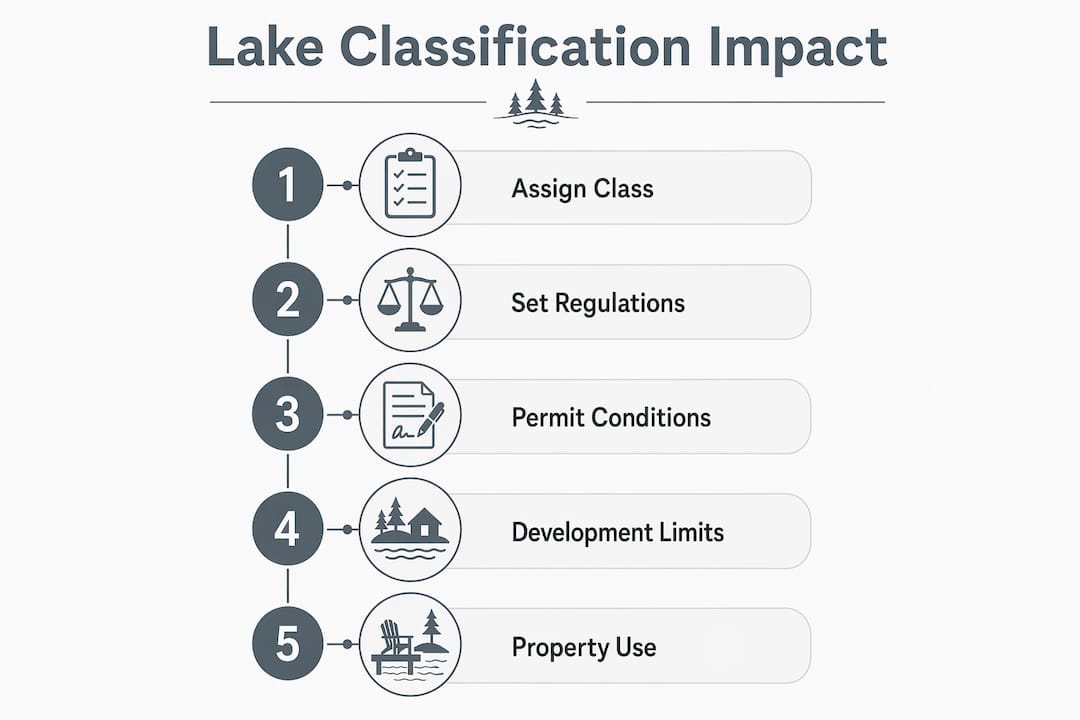 Infographic illustrating lake classification effects on property use