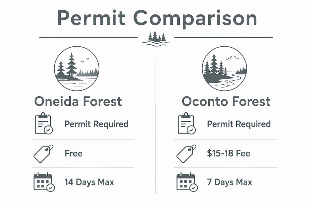 Infographic comparing Wisconsin backcountry camping permits requirements