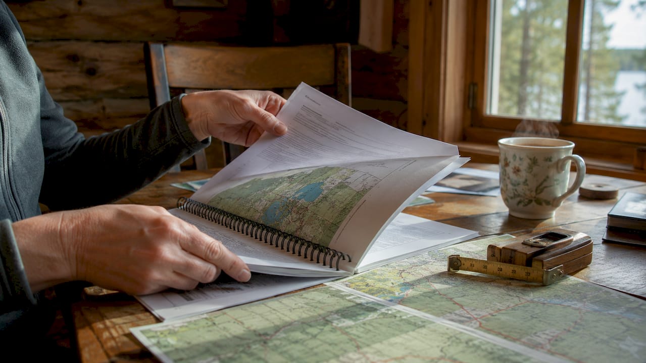 Hands flipping conservation easement documents