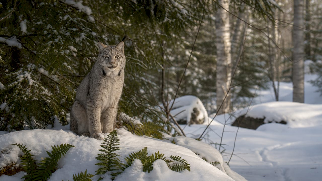 Canada lynx resting amid boreal thickets