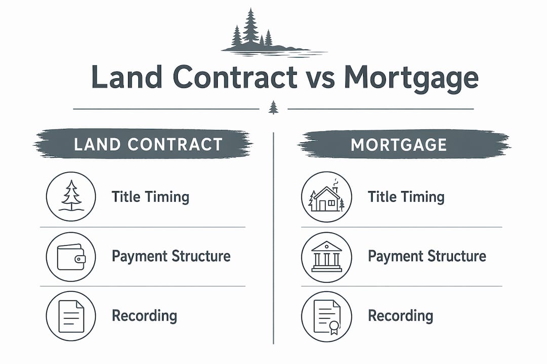 Infographic comparing land contracts and mortgages