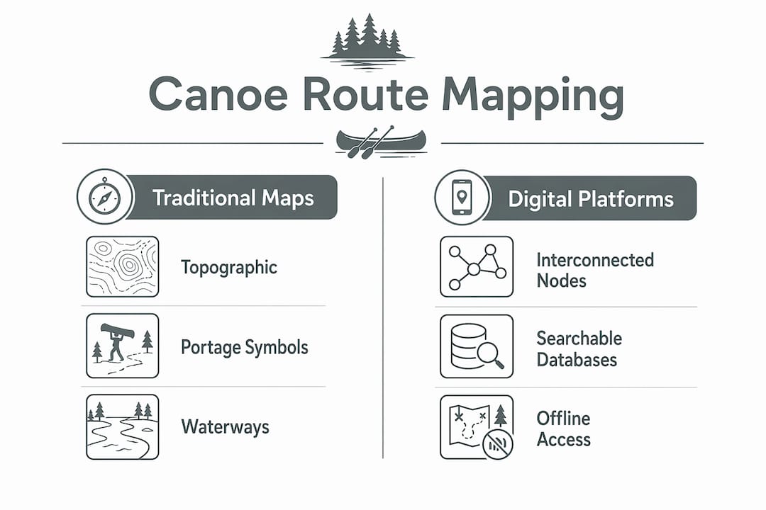 Infographic comparing traditional maps and digital mapping platforms