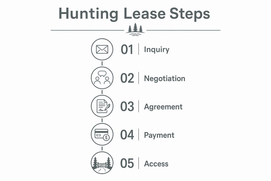 Infographic illustrating steps in Wisconsin hunting lease process