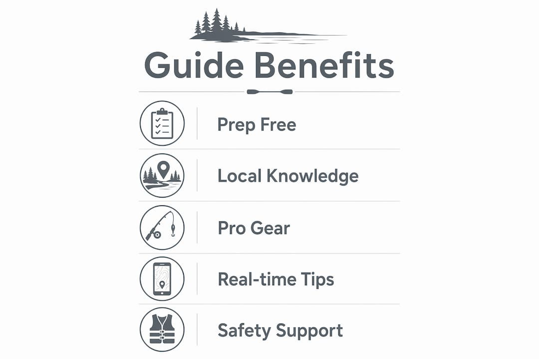 Infographic outlining fishing guide benefits