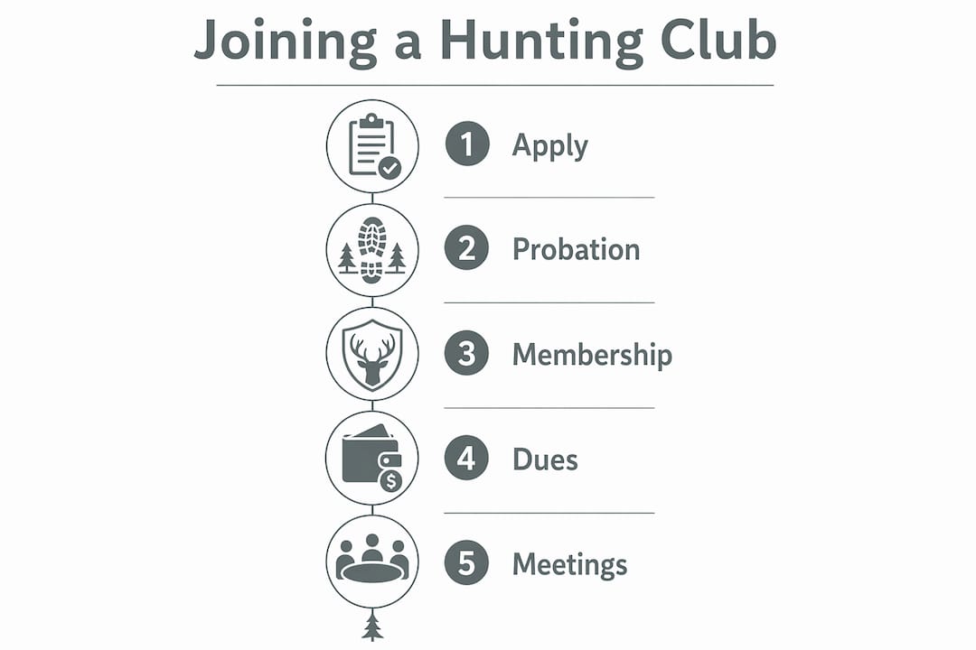 Infographic outlining hunting club membership steps