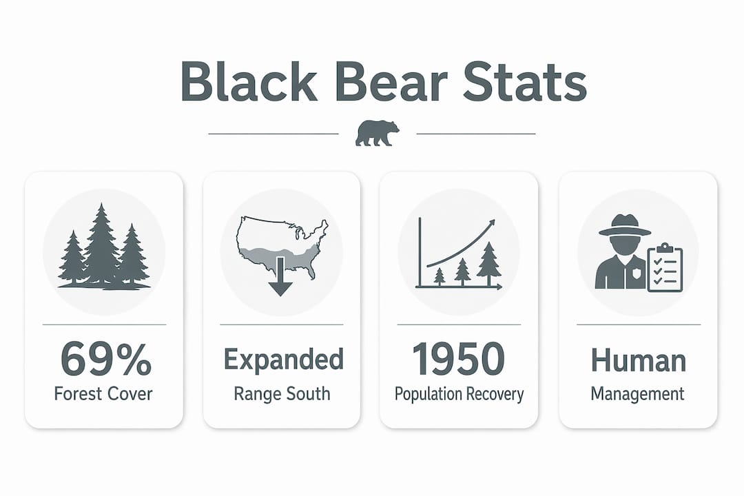 Infographic showing black bear population and habitat statistics