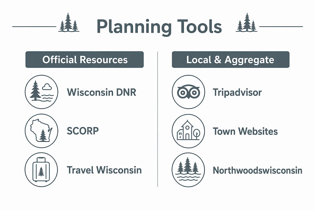 Infographic comparing official and local Vilas County planning tools