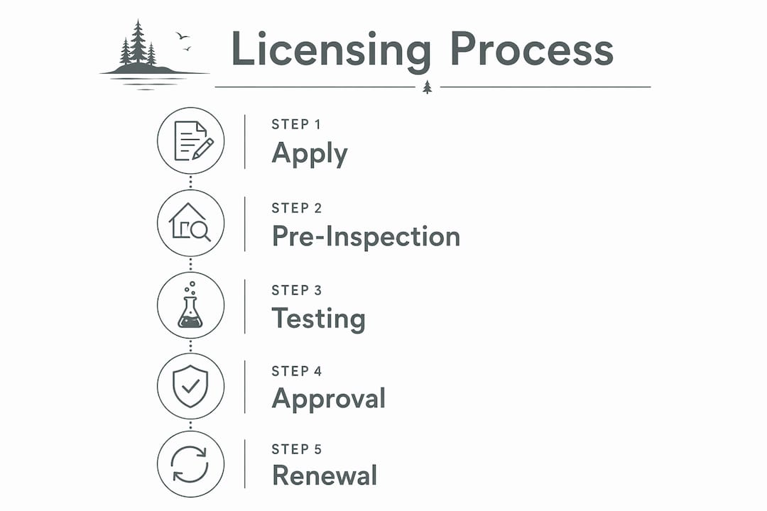 Infographic outlining Wisconsin cabin rental licensing steps