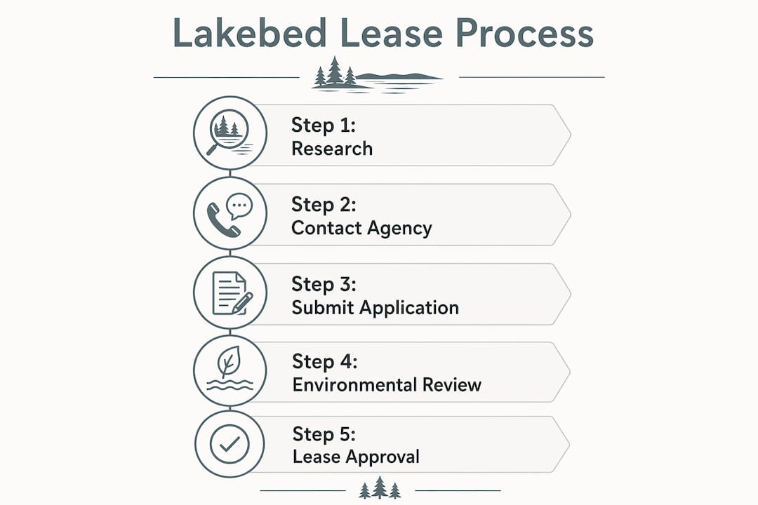 Infographic outlining lakebed lease application steps