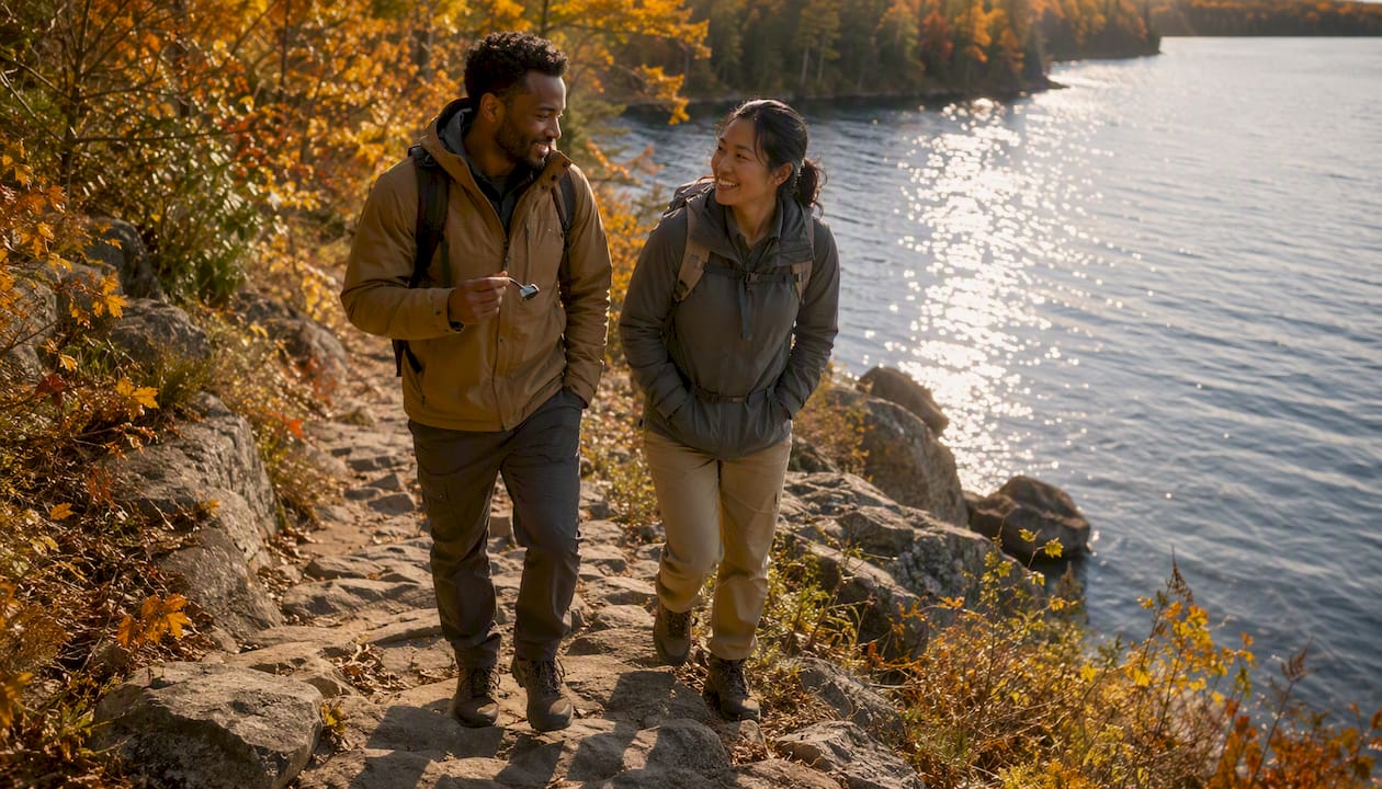 Group hiking with bear safety precautions