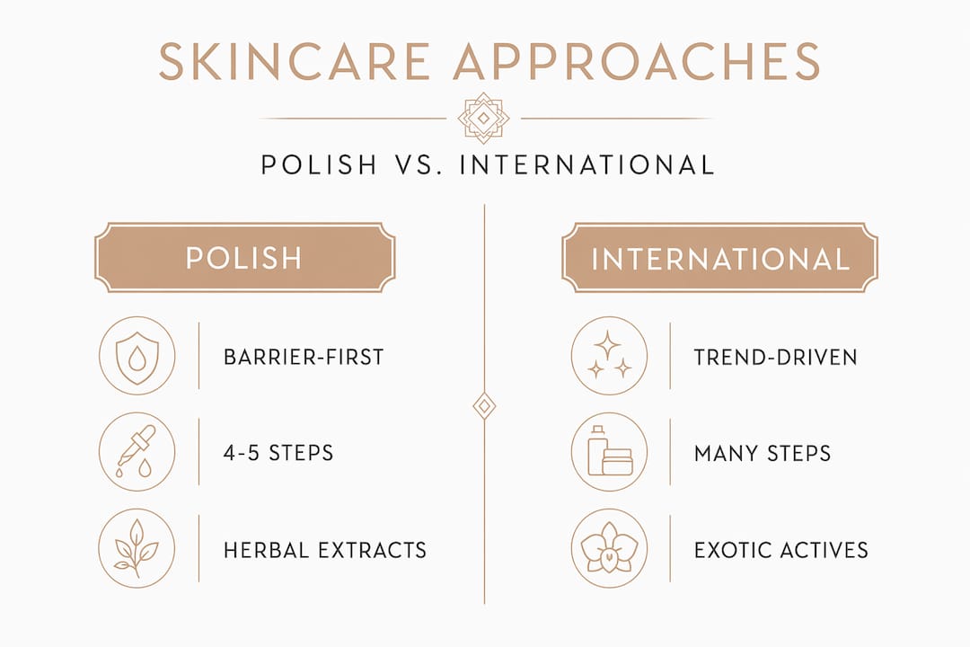 Comparison infographic Polish versus international skincare